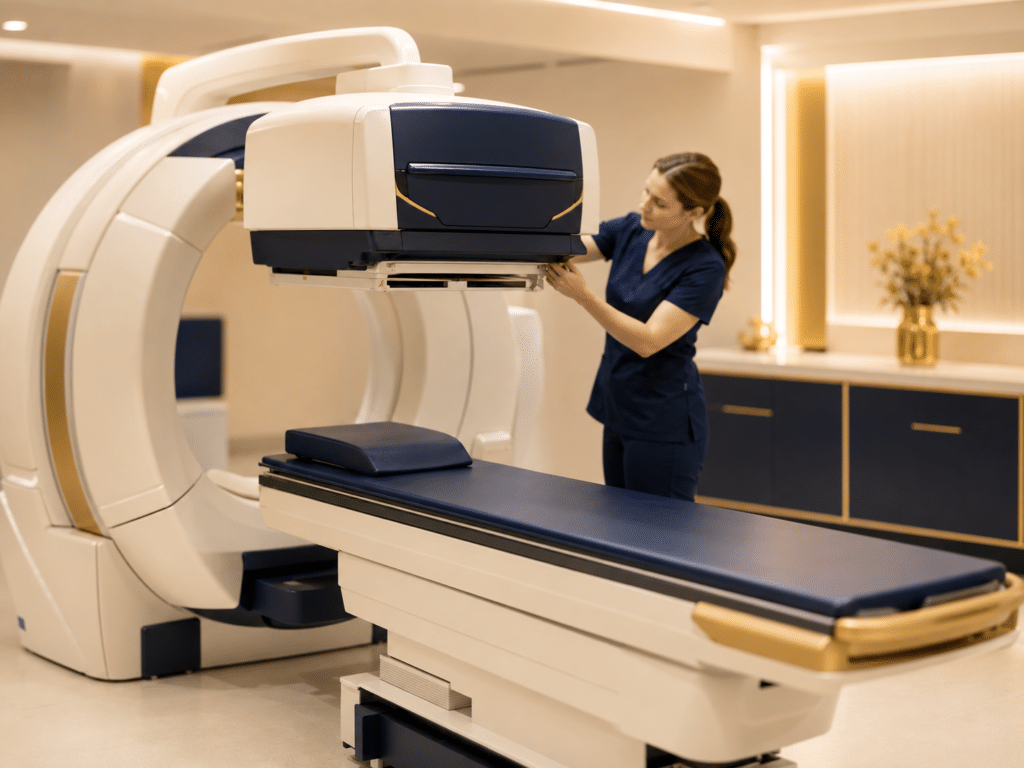 Gamma-cameră pentru scintigrafie într-un departament modern de medicină nucleară